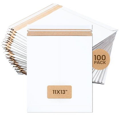 BOX USA Rigid Mailers 11" x 13" (100-Pack) - Cardboard Mailer Envelopes for Photos, Catalogs, Art Prints - Stay Flat - size: 11" x 13" (100-Pack)