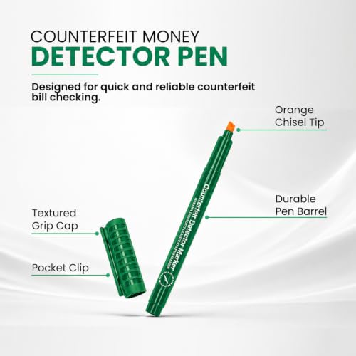 Counterfeit Money Detector Pen- 30 Pack Counterfeit Pen, 25% More Ink,Green - color: Green Counterfeit Markers