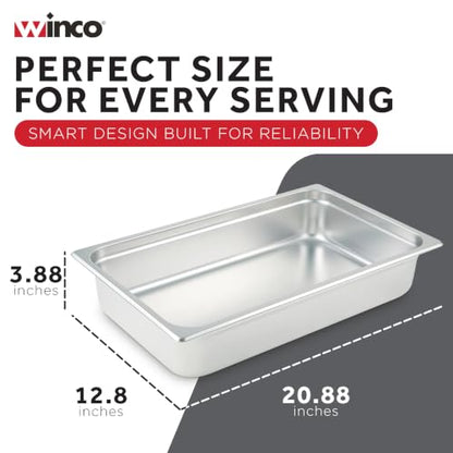 Winco Anti-Jamming Steam Pan, Full-Size x 4-Inch,Stainless Steel,Medium - size: 4" Deep
