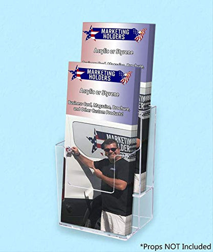 Marketing Holders 12 Pack Brochure Holder Multi Slot Rack for 4" Trifolds Maps or Menus All In One No Assembly Clear Take One Handouts Counter or Hanging Bin for Schools and Libraries - size: 4.25" Wide 2 Tier
