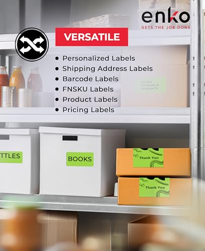 enKo 30256 6 Rolls | 1800 Green Direct Thermal Labels (2-5/16 x 4 in) - color: Green