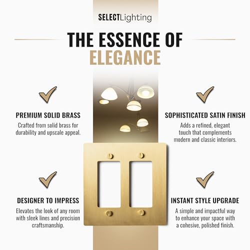 SELECT 2-Gang Solid Brass Wall Plate Cover, Satin Brass Finish - color: Satin Brass, size: 2 Gang, style: Wall Plate