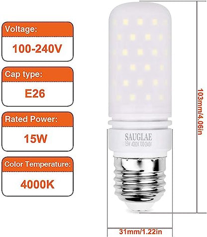 LED Light Bulbs 15W, 120W Incandescent Bulbs Equivalent, 1500Lm, 4000K Natural White, E26 Large Edison Screw Corn Bulbs, Pack of 4 - color: Natural White E26