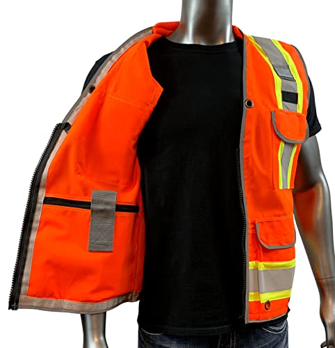 VERO1992 Class 2 Heavy Woven Two Tone Engineer Hi Viz - color: Orange, size: Medium-Large