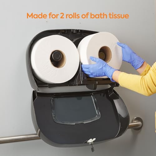 Coastwide Professional Twin Jumbo Roll Toilet Paper Dispenser, Black