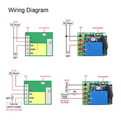 433MHz DC12V Wireless Remote Control Switch,1CH Dry Contact RF Relay - color: 3relays