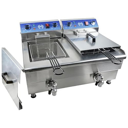 26L/27.4QT Commercial Deep Fryer with Oil Filtration and Timer