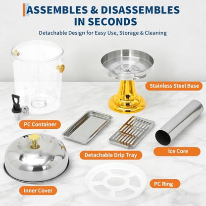 LinTimes Commercial Stainless Steel Beverage Dispenser Double Spigot - color: Gold, size: 4.4 Gallon