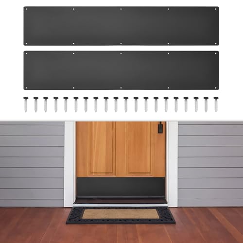 2 Pcs Door Kick Plates - 6 x 30 Inches Door Push Plate (Black) - color: Black, size: 6 x 30 Inch