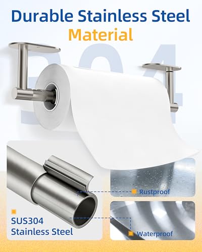 RUACQ Paper Towel Holder Under Cabinet, One Hand Tearing, Silver - color: Sliver, size: One Hand Tear - Oval
