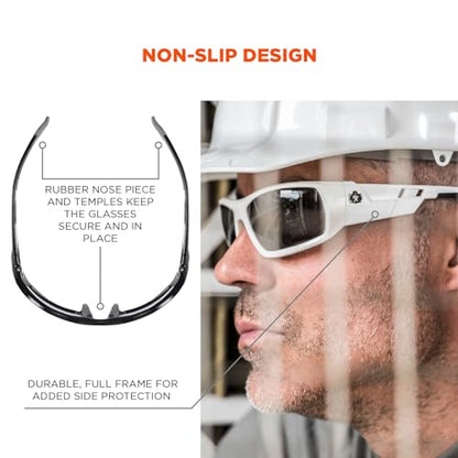 Ergodyne Skullerz ODIN Safety Glasses Sunglasses, Impact Resistant Z87.1+ - color: White Frame, Smoke Lens