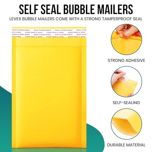 Levex - #000 4" x 8" [10 Pack) Kraft Bubble Mailers, Padded Envelope Mailers, Packing Envelope & Mailing Bags for Shipping - size: #000 - (4" x 8")