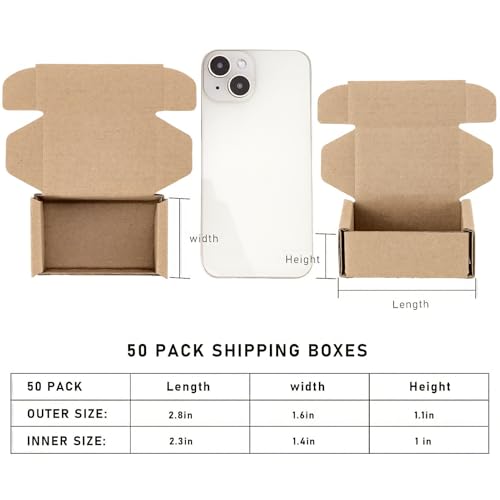 Ellbest 50Pcs 2.8x1.6x1.1" Kraft Cardboard Boxes, Brown - size: 2.8 x 1.6 x 1.1 inches