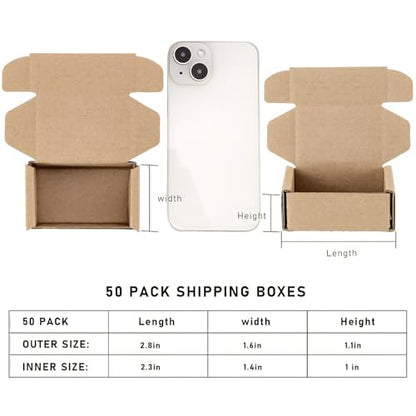Ellbest 50Pcs 2.8x1.6x1.1" Kraft Cardboard Boxes, Brown - size: 2.8 x 1.6 x 1.1 inches