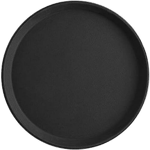 TrueCraftware- 11" Round Serving Tray Fiberglass Black Set of 2- Non Slip Surface Service Trays Round Tray Plastic Food Meals Server Tray for Home Kitchen Restaurant Cafeteria Bar Hotel - color: Black, size: 11" Round