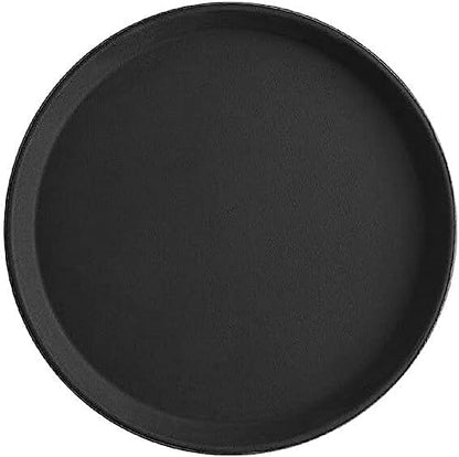 TrueCraftware- 11" Round Serving Tray Fiberglass Black Set of 2- Non Slip Surface Service Trays Round Tray Plastic Food Meals Server Tray for Home Kitchen Restaurant Cafeteria Bar Hotel - color: Black, size: 11" Round