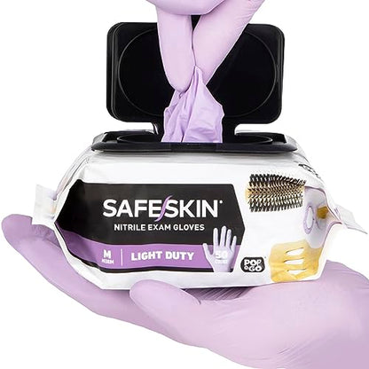 SAFESKIN Disposable Nitrile Gloves in POP-N-GO Pack of 50 or 200 Powder Free - Hair, Cleaning, Medical Use, Food Handling - size: Small (Pack of 50)