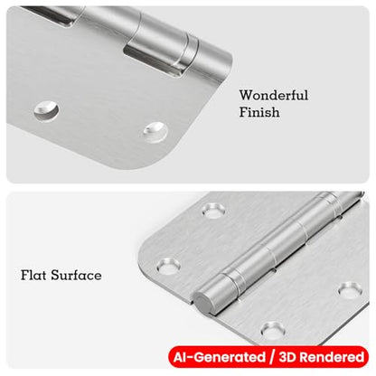 TDCHINGES Rounded Door Hinges Brushed Nickel 3.5" 5/8" Lasting Mute 36 Pack - color: Satin Nickel-Rounded, size: 36 Pack-Ball Bearing-lasting no squeak
