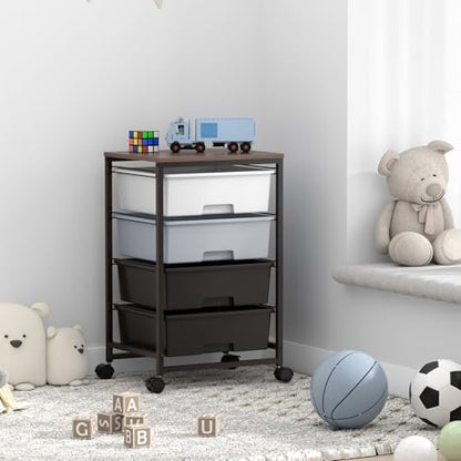 SYKIARIOL Rolling Cart with Drawers, 4-Drawer Utility Cart, Light Grey - color: Light Grey