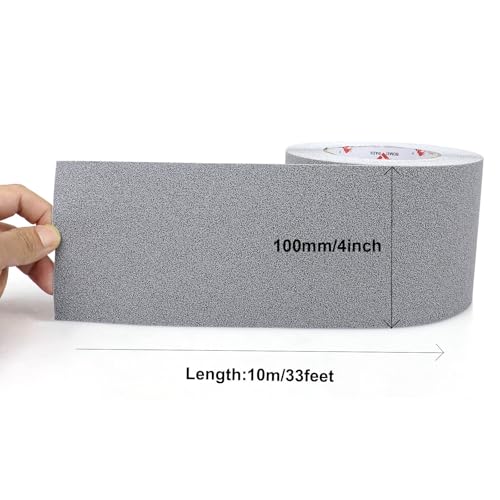 BOMEI PACK Anti Slip Traction Tape,4 Inch x 33 Ft,Heavy Duty Non Slip Tape,Grip Tape for Stairs, Tread Step, Indoor & Outdoor Use,Waterproof Stairs Non Skid Treads (Grey) - color: Grey