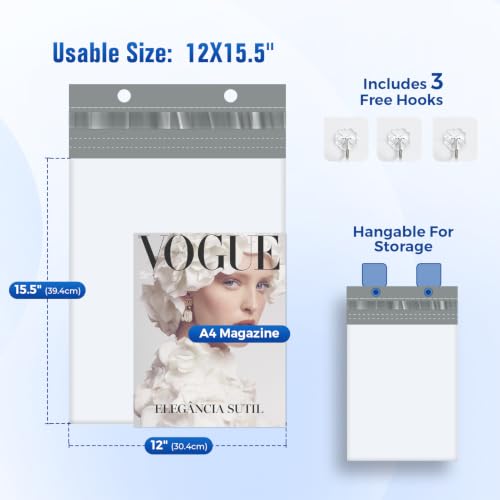 Fuxury Poly Mailers 12x15.5 50PC Shipping Bags for Small Business White - color: White, size: 12x15.5" 50pcs (Upgraded Version)