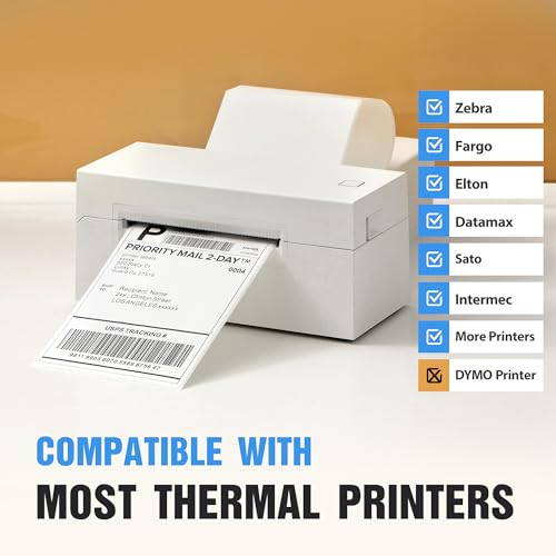 4x6 Thermal Labels Fanfold 500-Pack Crisp Prints Thermal Shipping Labels 4x6 Commercial Grade Thermal Printer Paper with Perforated, 1 Stack - style: 500 Labels-White