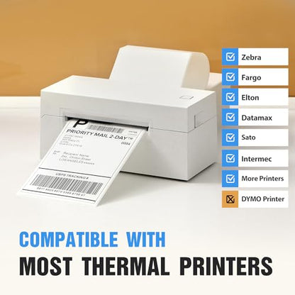 4x6 Thermal Labels Fanfold 500-Pack Crisp Prints Thermal Shipping Labels 4x6 Commercial Grade Thermal Printer Paper with Perforated, 1 Stack - style: 500 Labels-White
