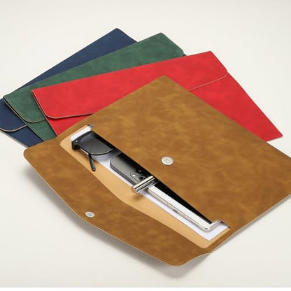 PATIKIL PU Leather A4 File Folder, Document Holder Filing Organizer Portfolio Envelope Folder Case with Snap Closure for Letter Receipt, Green - color: Green