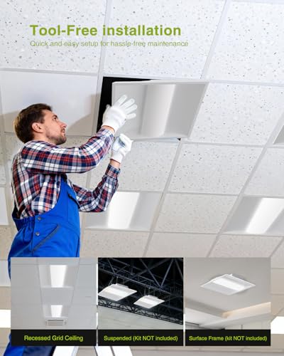 YXL 2x2 LED Troffer Light, 5CCT Switch LED Drop in Ceiling Light, 2-Pack - size: 2x2 FT-2Pack