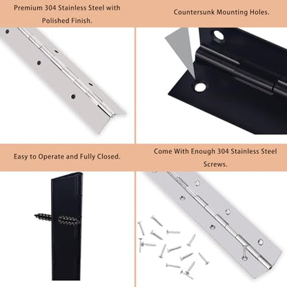 2PCS Piano Hinge 20" x 1" Stainless Steel Continuous & Piano Hinge - size: 20 Inch