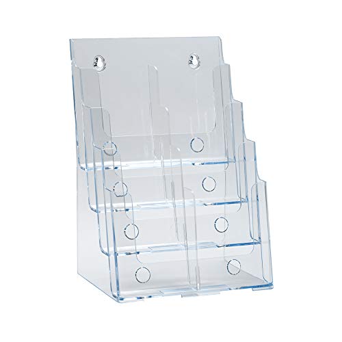 Azar Displays, 252377, Clear Four-Tier Eight-Pocket Trifold Brochure Holder, Document Holder Desk Organizer for Countertop or Wall Mount Menu Holder Display Stand for Flyers, Leaflets and Pamphlets - size: Four Tier Trifold (Pack of 2)