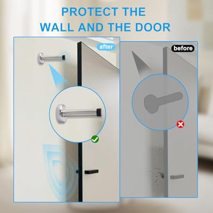 Jiozermi 10 Pcs Silver Door Stopper, Heavy Duty Wall Mounted - color: Silver