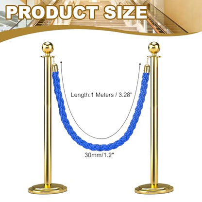 MECCANIXITY Twisted Stanchion Rope 3.28 Ft/1 M, Barrier Rope Twisted Post Ropes with Snap Hooks for Posts Stands Queue Divider Crowd Control, Blue Golden - color: Blue Golden, size: 3.28 Ft