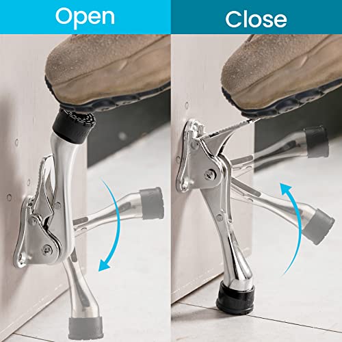 Chumia 12 Pcs Heavy Duty Door Stoppers 5.2 Inch One Touch Adjustable Kickdown Door Stoppers Metal Doors Kickstand with Rubber Tips Easy Pedal