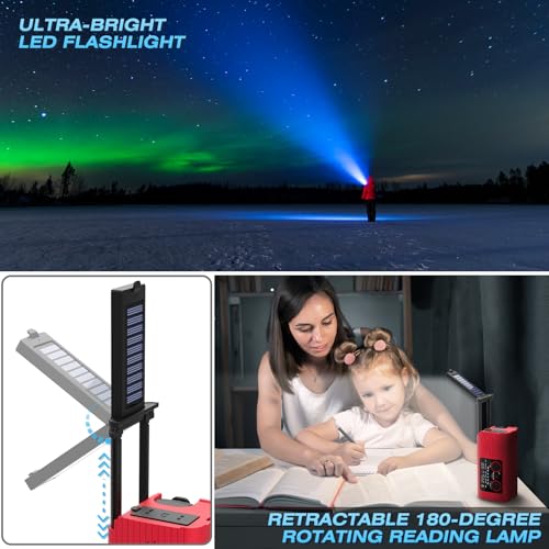 NITIGO Emergency Weather Radio, 4000mAh NOAA Weather Radio Solar Charging - color: Red, size: 4000mAh