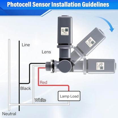 2 Pack Photocell Sensor for Outdoor Light, 120-277VAC Swivel PhotoCell