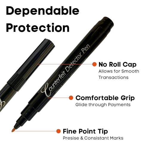 Dri Mark CFD5PK Counterfeit Bill Detector Marker Pen, Made in The USA, 3 Times More Ink, Pocket Size, Fake Money Checker - Money Loss Prevention Tester & Fraud Protection for U.S. Currency (Pack of 5) - style: 5 Pack