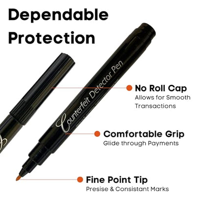 Dri Mark CFD5PK Counterfeit Bill Detector Marker Pen, Made in The USA, 3 Times More Ink, Pocket Size, Fake Money Checker - Money Loss Prevention Tester & Fraud Protection for U.S. Currency (Pack of 5) - style: 5 Pack