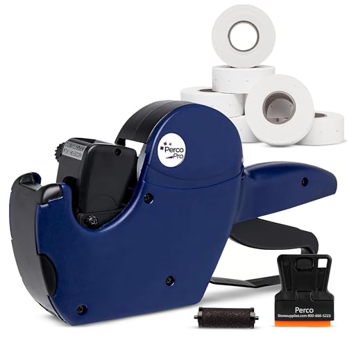 Perco Pro 1 Line Date Label Gun Kit, Includes 8 Digits Date Gun Labeler, 10,000 Plain White Labels, and Preloaded Inker - style: 1 Line Date Gun Kit
