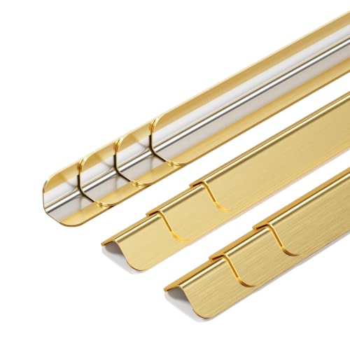 10pcs Wall Corner Guards 0.5x0.5x96 Inches 304 Stainless Steel Heavy Duty Rounded Corner Protector, Smooth Folded Edge Design for Wall Protection Golden （No Adhesion） - color: Golden, size: 0.5x0.5x96 Inches