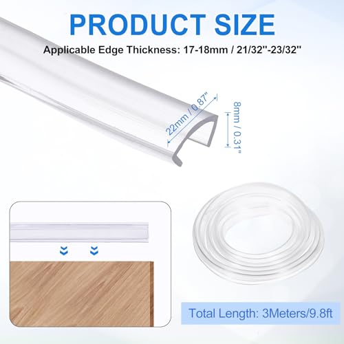 uxcell Clear Edge Trim 9.8Ft U Channel Edges Guards Fits 21/32"-23/32" - size: 9.8Ft x 7/8" x 5/16", Fits 21/32"-23/32"