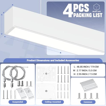 4FT LED Linear Lights 50/45/40/35/30W Up and Down Light,3/4/5000K 4Pack - color: White, size: 4FT4P