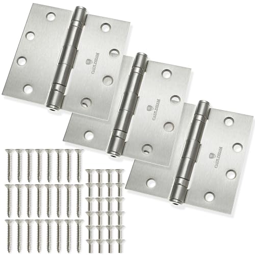 Cauldham (3 Pack) Commercial-Grade 4-1/2" Full Mortise Ball-Bearing Door Hinges - Satin Nickel - color: Satin Nickel