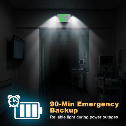 6 Pack Exit Sign with Emergency Light, Battery Backup, LED Adjustable Heads - size: 6 Pack