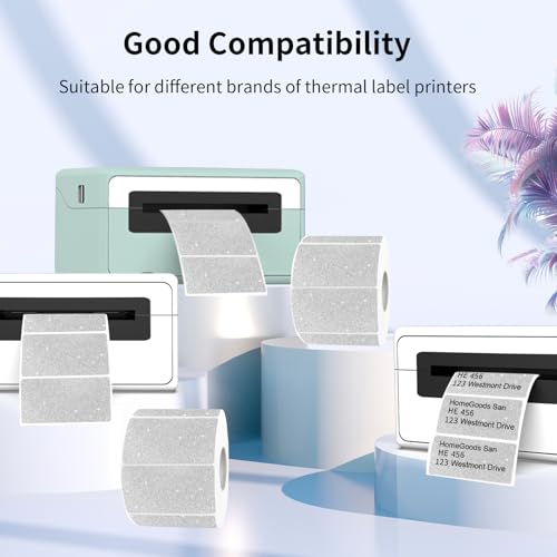 Direct Thermal Label 2x1 Inch- Barcode Labels- Holographic Thermal Sticker Labels for Address, Shipping, Compatible with Rollo Label Printer & MUNBYN& Zebra (300 /Shiny Silver) - color: Shiny Silver, size: 2"x 1"