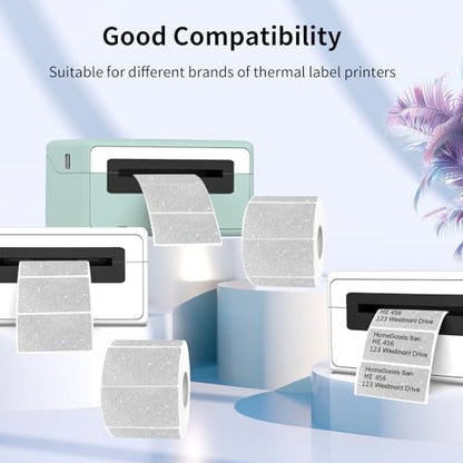 Direct Thermal Label 2x1 Inch- Barcode Labels- Holographic Thermal Sticker Labels for Address, Shipping, Compatible with Rollo Label Printer & MUNBYN& Zebra (300 /Shiny Silver) - color: Shiny Silver, size: 2"x 1"