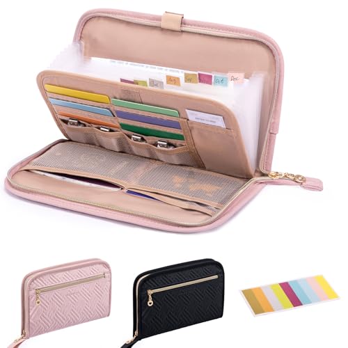 Receipt Organizer for Business 10x6 Accordion File Organizer w/ 12 Pockets - color: Pink, size: Medium
