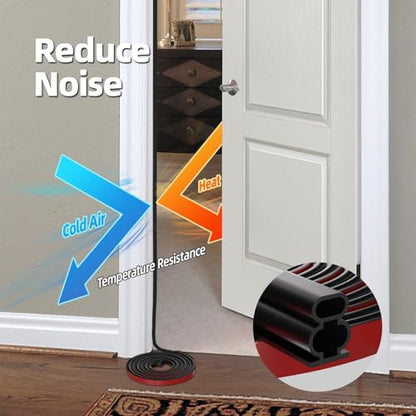 Black D-Shape Weather Stripping 20Ft (Fits 0.4–0.5in Gaps) - color: Black, size: 0.59" Thick x 20 Ft