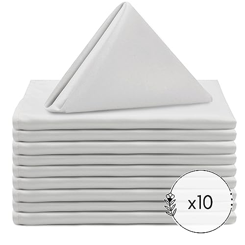 Your Chair Covers - 10 Pack 20 Inch L'Amour Satin Napkins White, Oversized, Double Folded and Hemmed Table Napkins for Restaurant, Bistro, Wedding, Thanksgiving and Christmas - color: White