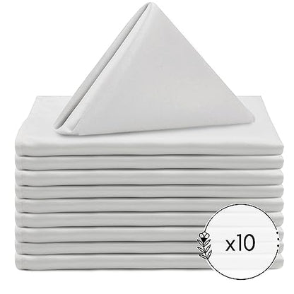 Your Chair Covers - 10 Pack 20 Inch L'Amour Satin Napkins White, Oversized, Double Folded and Hemmed Table Napkins for Restaurant, Bistro, Wedding, Thanksgiving and Christmas - color: White